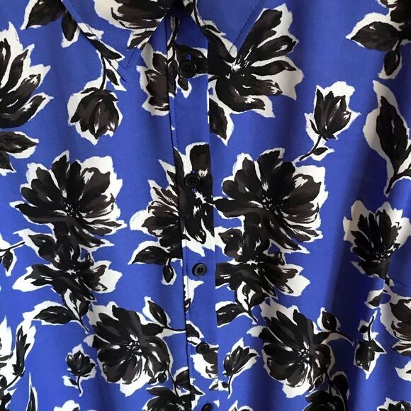 Lane Bryant blue floral long tunic top blouse Plus size 18/20 short sleeve - Picture 5 of 5